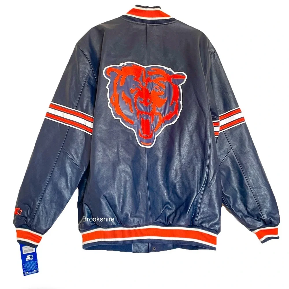 Starter Chicago Bears Leather Jacket Size Large